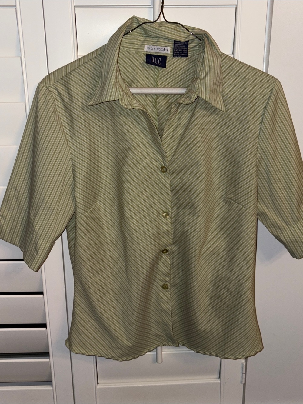 Women’s Y2K Green Striped Button Up Petite Medium
